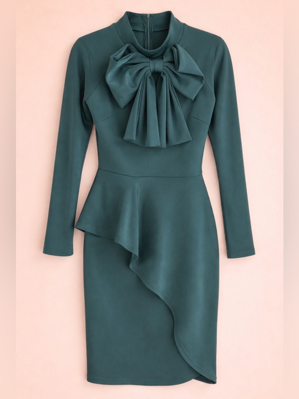 EMRALD GREEN BOW COCKTAIL DRESS